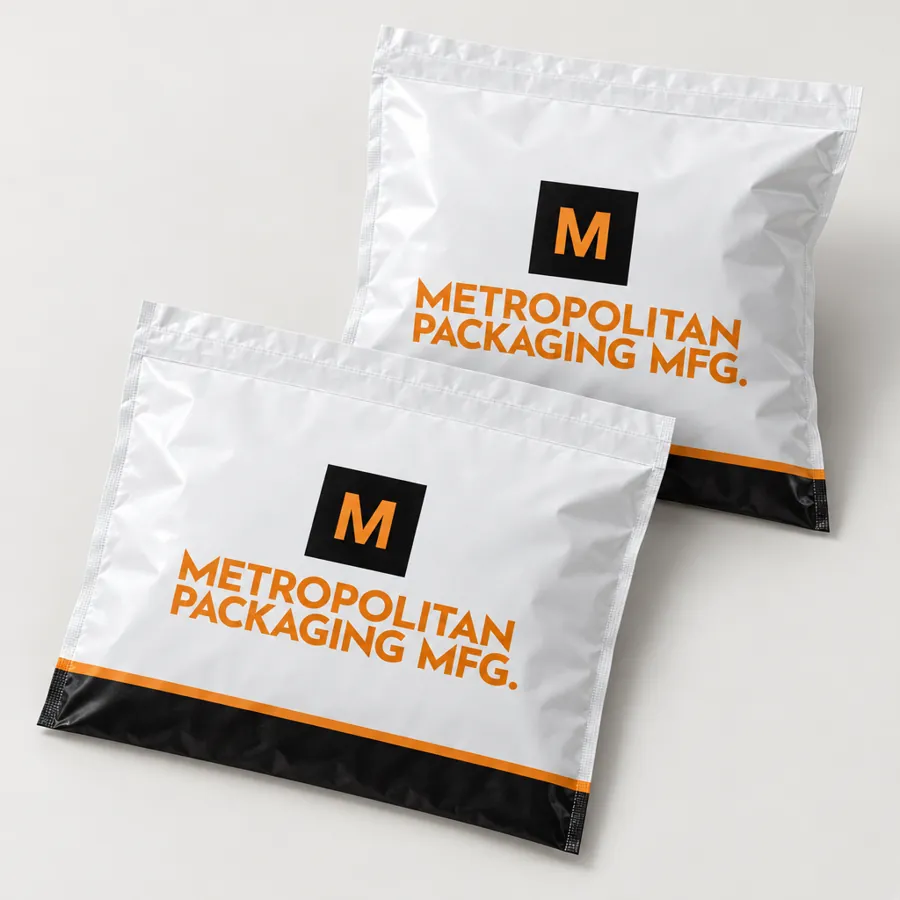 Custom printed poly mailer bags with peel-and-seal adhesive flaps